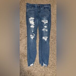 American Eagle Outfitters Ripped Blue Skinny Jeans